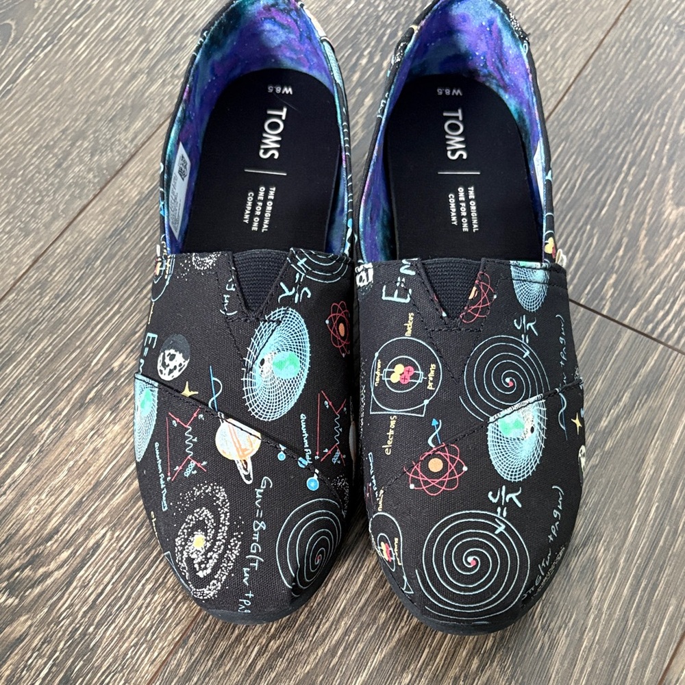 Toms Black Science Print Slip-On Flats